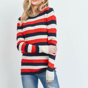 Red, White & Blue Striped Sweater Size S/M
